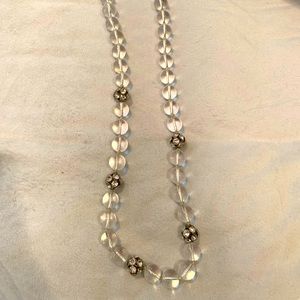 Sparkly, glass beaded long necklace: clear beads